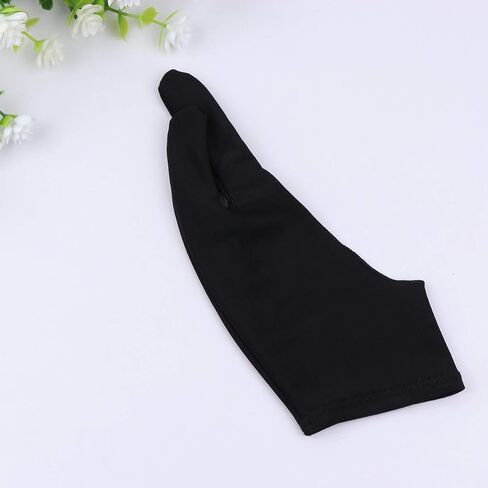 2pcs قفازات سوداء رسمتين من الأصابع منحنيين للفنانين s -sweat للرسم الرقمي والكمبيوتر اللوحي استخدم مادة دنة مريحة in Saudi Arabia