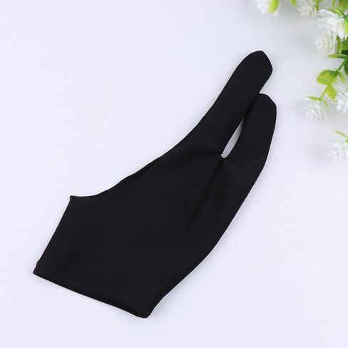 2pcs قفازات سوداء رسمتين من الأصابع منحنيين للفنانين s -sweat للرسم الرقمي والكمبيوتر اللوحي استخدم مادة دنة مريحة in Saudi Arabia