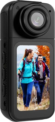 Yoidesu WiFi Wearable Camera Thumb Action Camera 2.7K Ultra HD 180° Adjustable 1.5 Inch Screen Built in WiFi APP Control Magnetic Hanging Rope for Pet Working Travel Sports (Black) in Kuwait
