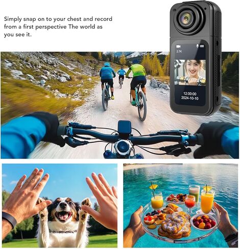 Yoidesu WiFi Wearable Camera Thumb Action Camera 2.7K Ultra HD 180° Adjustable 1.5 Inch Screen Built in WiFi APP Control Magnetic Hanging Rope for Pet Working Travel Sports (Black) in Kuwait