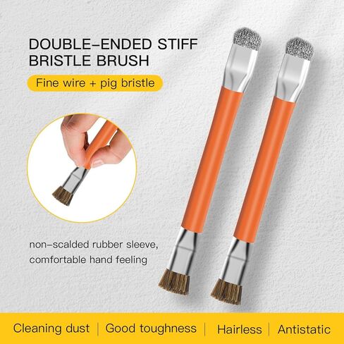 فرشاة تنظيف اللوحة الأم للهاتف GTHUNDER قطعتان، فرشاة صلبة آمنة مزدوجة الرأس مضادة للكهرباء الساكنة، فرشاة تنظيف اللوحة الأم والأدوات للكمبيوتر، والهاتف المحمول، والساعة وما إلى ذلك، منظف لوحة الدائرة - أزرق + برتقالي in Kuwait