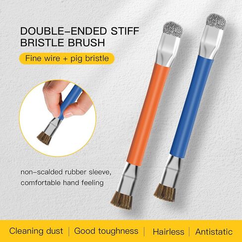 GTHUNDER 2pcs Phone Motherboard IC Cleaning Brush,Double Head Anti-Static ESD Safe Hard Brush,Motherboard and Tools Cleaning Brush for Computer,Mobile Phone,Watch Etc Circuit Board Cleaner-Blue+Orange in Saudi Arabia