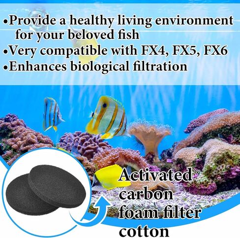 Timgle 20 Pcs Carbon Filter Pads Impregnated Foam Filter Pads Replacement Aquarium Filter Accessories Compatible with Fluval FX4/FX5/FX6 Canister Filter, 7 Inch in Saudi Arabia
