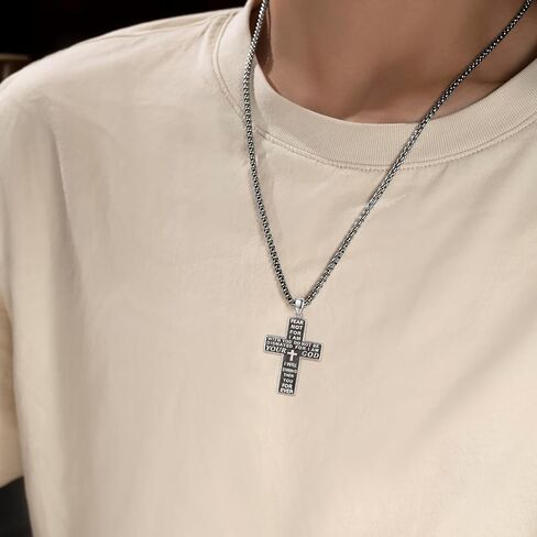 Adnix Crucifix Necklace for Men 925 Sterling Silver Jesus Cross Necklace Crucifix Cross Pendant Protection Necklace Jewelry Gifts for Men Women in Saudi Arabia
