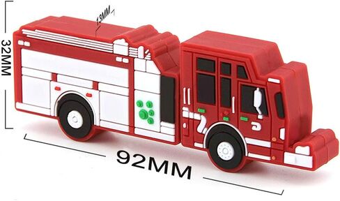 CHUYI Plastic Fire Truck Shape 128GB USB 2.0 Flash Drive Cartoon Pen Drive Memory Stick Cool Thumb Drive Gift (Red) in Saudi Arabia