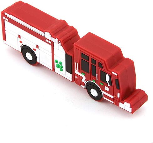 CHUYI Plastic Fire Truck Shape 128GB USB 2.0 Flash Drive Cartoon Pen Drive Memory Stick Cool Thumb Drive Gift (Red) in Saudi Arabia