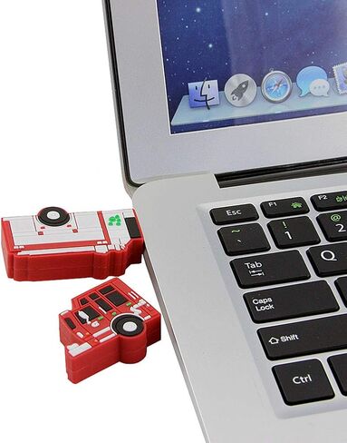 CHUYI Plastic Fire Truck Shape 128GB USB 2.0 Flash Drive Cartoon Pen Drive Memory Stick Cool Thumb Drive Gift (Red) in Saudi Arabia