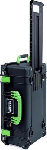Pelican Air 1535 Carry-on Case by ColorCase - Black - Medium Size Waterproof Case with TrekPak Divider System & Mesh Lid Organizer - Lime Green Handles & Latches in Kuwait