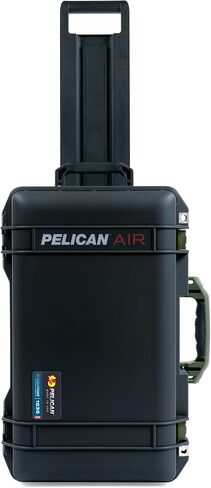 Pelican Air 1535 Carry-on Case by ColorCase - Black - Medium Size Waterproof Case with TrekPak Divider System & Mesh Lid Organizer - Lime Green Handles & Latches in Kuwait