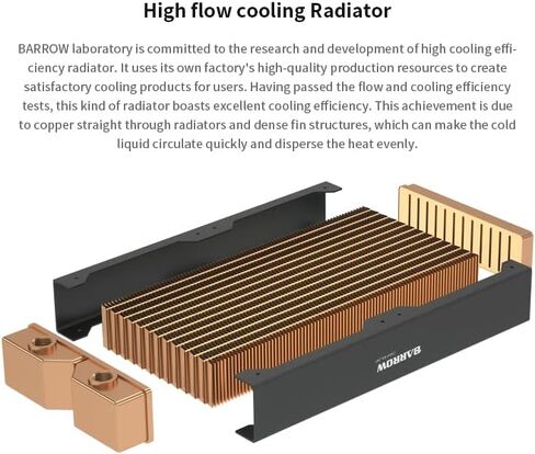Barrow Red Copper Radiator 60mm Thick Heat Sink 120mm 240mm 360mm 480mm Dabel-60D High Performance, Black (480mm) in Saudi Arabia