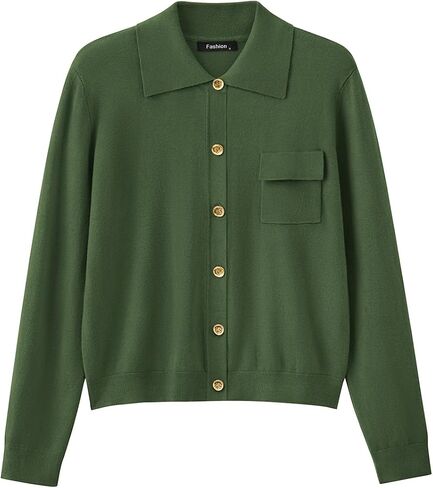PRETTYGARDEN Women's 2024 Spring Long Sleeve Knitted Button Down Shirts Light Collar Cardigan for Women Dressy Casual Tops in Saudi Arabia