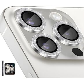 Camera Lens Protector for iPhone 15 Pro/15 Pro Max, Individual Tempered Glass Camera Ring Lens Protector with Installation Tray Fit for iPhone 15 Pro/15 Pro Max Diamond Pink