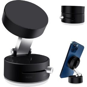 Magnetic Phone Holders for Your Car | Foldable Car Phone Mount with Strong Vacuum Suction | Portable Hands Free Double-Sided Swivel Phone Stand | for All iPhone Android Phone