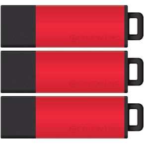 Centon DataStick Pro2 USB 2.0 Flash Drive 128GB x 3, Ruby Red (S1B-U2T19-128G-3)