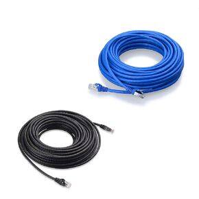 Cable Matters Snagless Long Cat6a (SSTP ، SFTP) كابل Ethernet محمي باللون الأزرق 50 قدمًا و Snagless Cat6 Ethernet Cable باللون الأسود 50 قدم