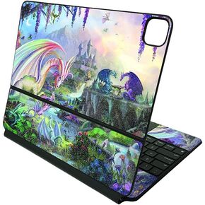 MightySkins Glossy Glitter Skin Compatible with Apple Magic Keyboard for iPad Pro 12.9" (3rd-6th Generation) - Dragon Paradise | Protective, Durable High-Gloss Glitter Finish | Made in The USA