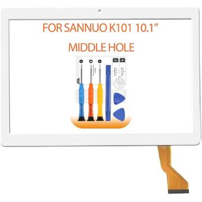 لاستبدال شاشة Sannuo K101 لـ Sannuo K101 10.1 "لوحة شاشة تعمل باللمس اللوحة الزجاجية البديلة (أبيض مع ثقب متوسط)