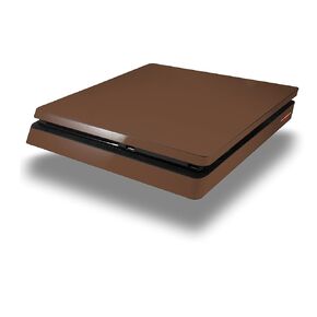 التفاف الجلد فينيل ملصق متوافق مع Sony PlayStation 4 Slim Console Solids Collection Chocolate Brown (PS4 غير مدرج)