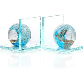 1 Pair 4'' Crystal Decorative Bookends with 80mm Clear Diamond, Study Anti-Slip Glass Heavy Book Ends for Bookshelf Home Office Decoration in Kuwait