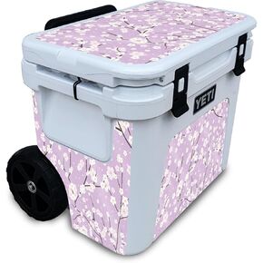 Glossy Glitter Cooler Skin Compatible with Yeti Roadie 32 Wheeled Cooler - Sakura Purple - Premium 3M Vinyl Protective Wrap Decal Cover - Easy to Apply | Crafted in The USA by MightySkins