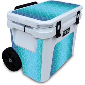 Cooler Skin Compatible with Yeti Roadie 32 Wheeled Cooler - Blue Vintage - Premium 3M Vinyl Protective Wrap Decal Cover - Easy to Apply | Crafted in The USA by MightySkins