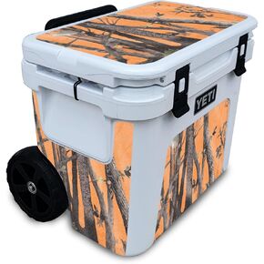 Glossy Glitter Cooler Skin Compatible with Yeti Roadie 32 Wheeled Cooler - Orange Camo - Premium 3M Vinyl Protective Wrap Decal Cover - Easy to Apply | Crafted in The USA by MightySkins