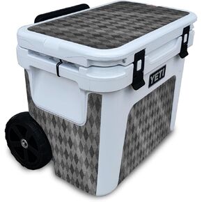 Glossy Glitter Cooler Skin Compatible with Yeti Roadie 32 Wheeled Cooler - Black Argyle - Premium 3M Vinyl Protective Wrap Decal Cover - Easy to Apply | Crafted in The USA by MightySkins