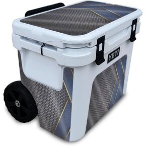 Glossy Glitter Cooler Skin Compatible with Yeti Roadie 32 Wheeled Cooler - Modern Hex - Premium 3M Vinyl Protective Wrap Decal Cover - Easy to Apply | Crafted in The USA by MightySkins
