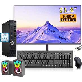 DELL Optiplex 3050 Mini PC Desktop with 23.8"" New FHD Monitor Bundle, PC Set, Core i5-7500 3.4GHz Up to 3.8GHz, 16GB RAM, 512GB SSD, Wired Keyboard&Mouse, DP Cable, Win10 Pro, Black (Renewed)