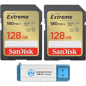 SanDisk 128GB Extreme SD Card (2 Pack) SDXC Memory Cards Compatible Browning Defender Pro Series Trail Cameras (SDSDXVA-128G-GNCIN) Bundle with (1) Everything But Stromboli 3.0 Micro & SD Card Reader