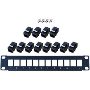 12 Port CAT5e RJ45 Straight Through Distribution Frame with trapezoidal mounting Bracket