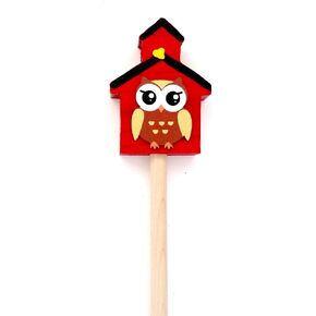 Wooden Pointer, AA-732SCHOWL18 - 18" MADE IN USA w/Wood School/Owl & red rubber end cap, perfect for smart board screen.