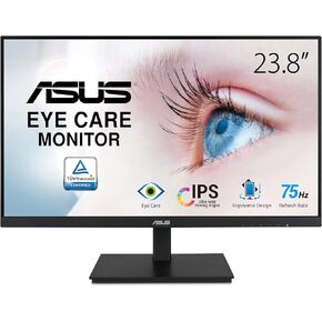 ASUS 23.8" 1080P Monitor (VA24DQSB) - Full HD, IPS, 75Hz, Speakers, Adaptive-Sync, Low Blue Light, Flicker Free, VESA Mountable, Frameless, HDMI, DisplayPort, VGA, USB hub, Height Adjustable (Renewed)