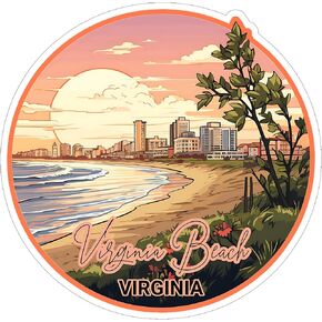 Virginia Beach Virginia Sticker 4 Inch Ocean Coastal Travel Souvenir - Waterproof Vinyl Decal for Laptop Water Bottle Car Tumbler - Durable Aesthetic Long-Lasting Stickers for Adults ID44990