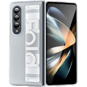 Migexxkj for Samsung Galaxy Z Fold 4 Case with Strap Black，Shockproof Hard PC Cover Matte Touch Slim Thin Phone Case for Samsung Galaxy Z Fold 4 5G 2022 (Black)
