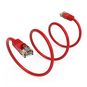 8Ft Cat5E UTP Ethernet Network Booted Cable Red