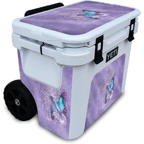 Glossy Glitter Cooler Skin Compatible with Yeti Roadie 32 Wheeled Cooler - Celtic Butterflies - Premium 3M Vinyl Protective Wrap Decal Cover - Easy to Apply | Crafted in The USA by MightySkins