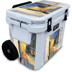 Cooler Skin Compatible with Yeti Roadie 32 Wheeled Cooler - Cafe Terrace at Night - Premium 3M Vinyl Protective Wrap Decal Cover - Easy to Apply | Crafted in The USA by MightySkins