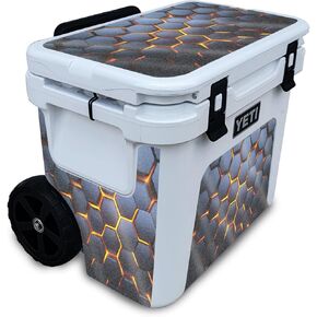 Glossy Glitter Cooler Skin Compatible with Yeti Roadie 32 Wheeled Cooler - Lava Hex - Premium 3M Vinyl Protective Wrap Decal Cover - Easy to Apply | Crafted in The USA by MightySkins