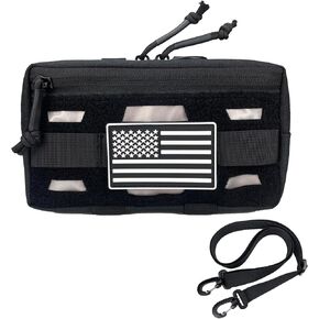 Tactical Reflective Molle Admin Pouch, Molle General Purpose Pouch EDC Molle Utility Tool Pouch Organizer Bag Modular Pouches Cummerbund Belt Pouch with Patch