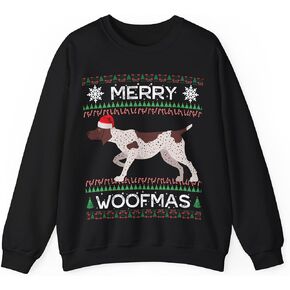 GSP Christmas Sweater German Shorthaired Pointer Gift Sweatshirt Holiday Present for GSP Mom Dad Unisex Long Sleeve Woofmas