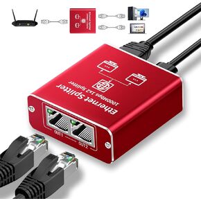 Ethernet Splitter 1 to 2 High Speed 1000Mbps, Gigabit Ethernet Splitter