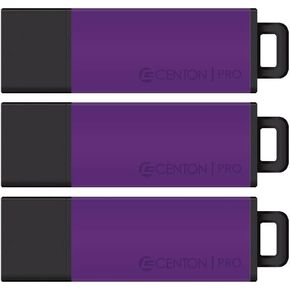Centon DataStick Pro2 USB 2.0 Flash Drive 128GB x 3, Amethyst (S1B-U2T23-128G-3)
