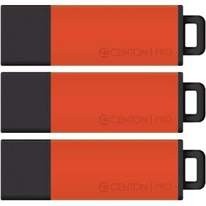 Centon DataStick Pro2 USB 2.0 Flash Drive 128GB x 3, Amber (S1B-U2T21-128G-3)