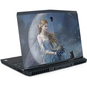 Skinit Decal Laptop Skin Compatible with Alienware M16 R2 Gaming Laptop - Officially Licensed Fairy with Black Cat Sitting on Moon by Nene Thomas Design