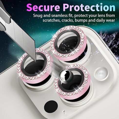 Camera Lens Protector for iPhone 15 Pro/15 Pro Max, Individual Tempered Glass Camera Ring Lens Protector with Installation Tray Fit for iPhone 15 Pro/15 Pro Max Diamond Pink in Kuwait