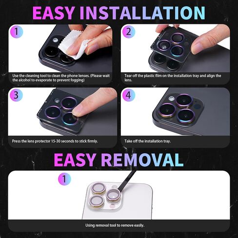 Camera Lens Protector for iPhone 15 Pro/15 Pro Max, Individual Tempered Glass Camera Ring Lens Protector with Installation Tray Fit for iPhone 15 Pro/15 Pro Max Diamond Pink in Kuwait