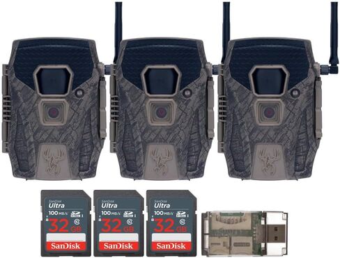 Wildgame Innovations Terra XT 2.0 24MP حزمة كاميرات تريل الخلوية مع بطاقة ذاكرة 32GB ULTRA SDHC UHS-I (100 ميجابت في الثانية) (3 عبوات) ، وقارئ بطاقات عالية السرعة في واحد (5 عناصر) in Kuwait