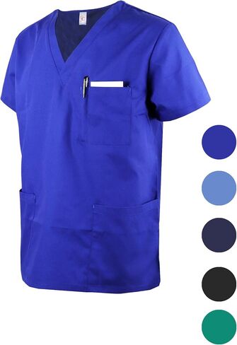 Scrub Tops for Men - V-Neck Scrubs with 3 Pocket Men's Overalls, for Nurse, Dentist, Vets, Team Workwear in Saudi Arabia