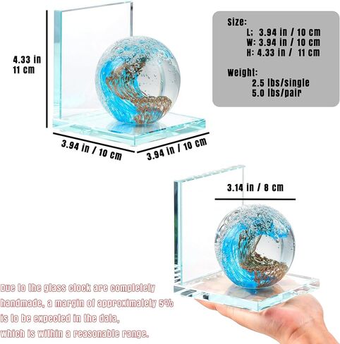 مساند كتب مزخرفة بشريط أسود كريستالي، مجموعة مكونة من قطعتين من الزجاج المقاوم للانزلاق لدعم الكتب الثقيلة ورف الكتب والديكور المنزلي in Kuwait